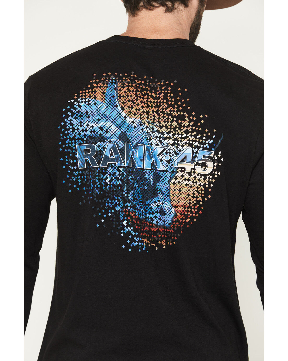 Image #4 - RANK 45® Men's Serape Logo Bull Pixel Long Sleeve Graphic T-Shirt, Black, hi-res