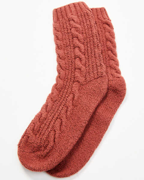 Image #1 - Shyanne Women's Cozy Crew Socks , Dark Red, hi-res