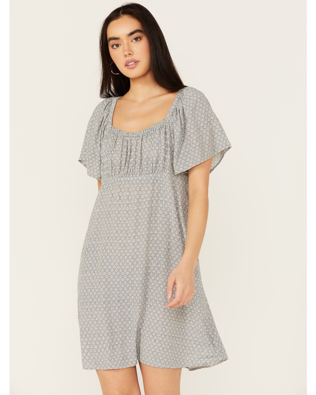 Cleo + Wolf Women's Arlo Flutter Sleeve Printed Mini Dress, Blue, hi-res