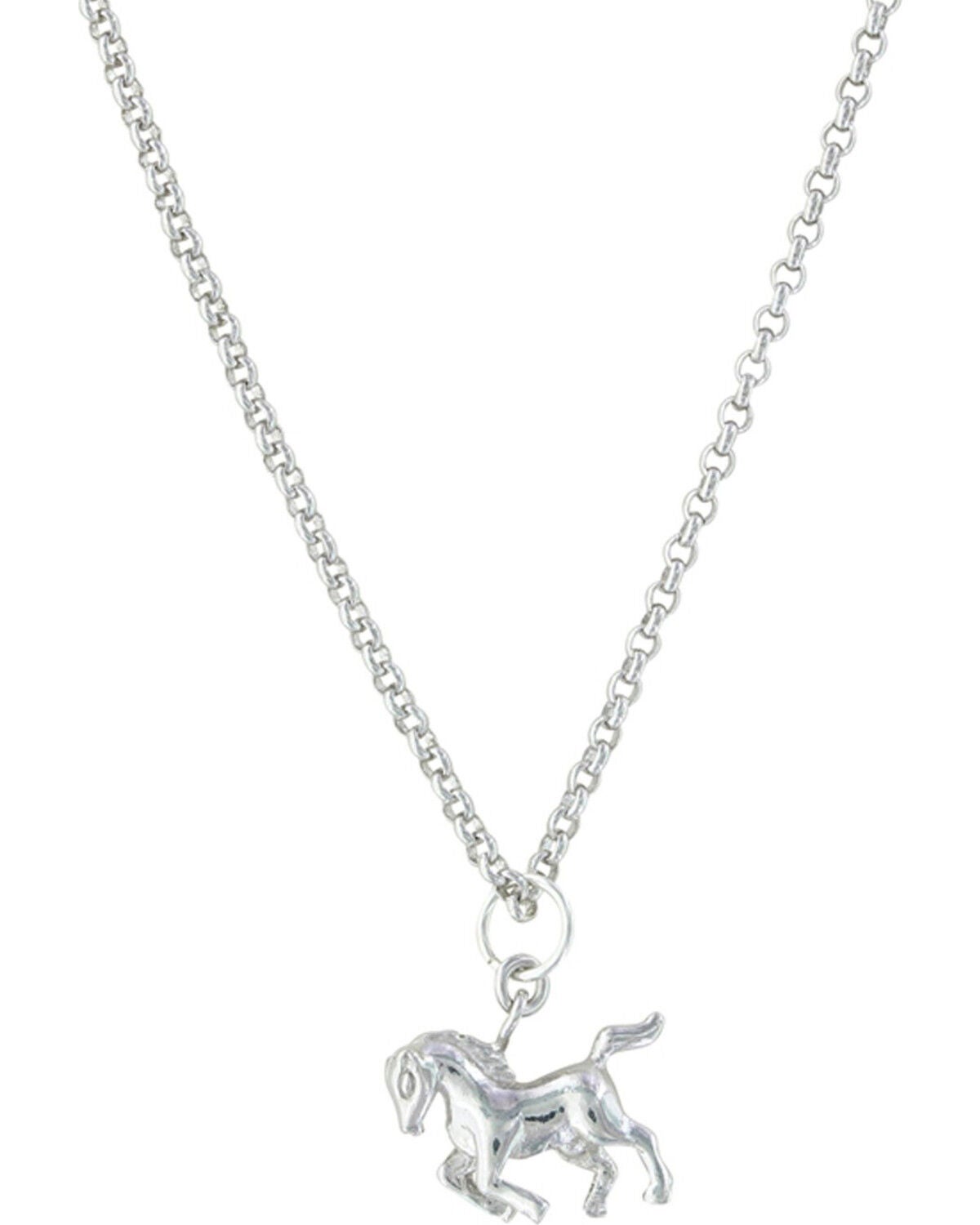Montana Silversmiths Women's Silver Prancing Horse Necklace, Silver, hi-res