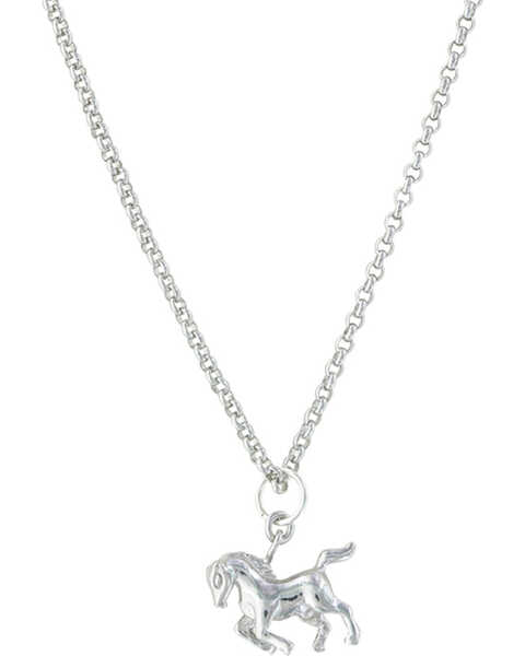 Montana Silversmiths Women's Silver Prancing Horse Necklace , Silver, hi-res