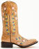 Image #3 - Corral Girls' Floral Embroidered Blacklight Western Boots - Square Toe, Honey, hi-res