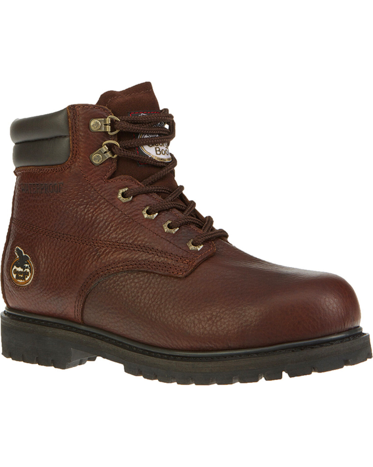 Image #1 - Georgia Boot Men's Oiler Waterproof 6" Work Boots - Steel Toe, Brown, hi-res