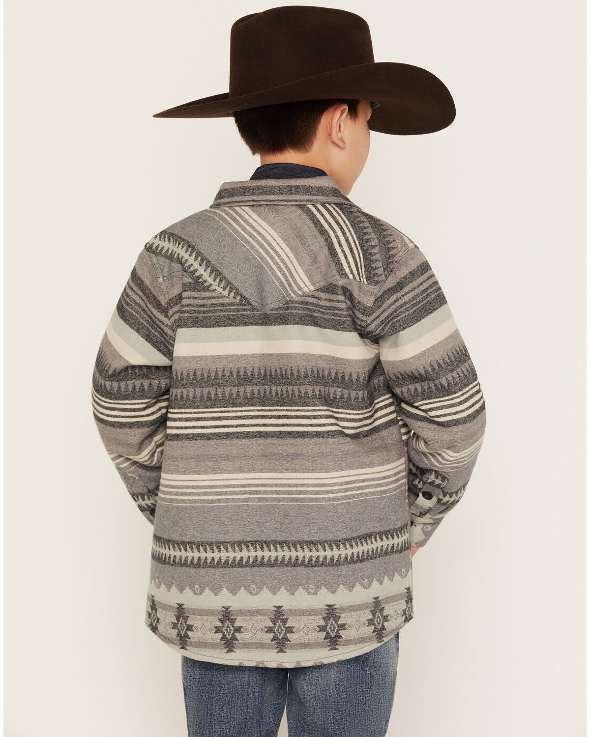 Image #4 - Cody James Boys' Cowpoke Serape Striped Shirt Jacket, Charcoal, hi-res