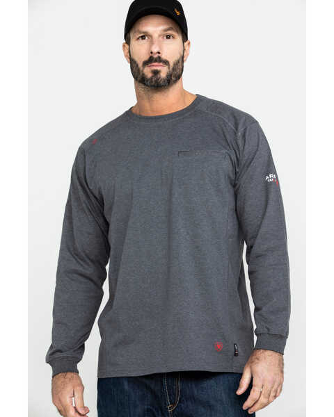 Image #5 - Ariat Men's FR Air Henley Long Sleeve Work Shirt - Big, Charcoal, hi-res