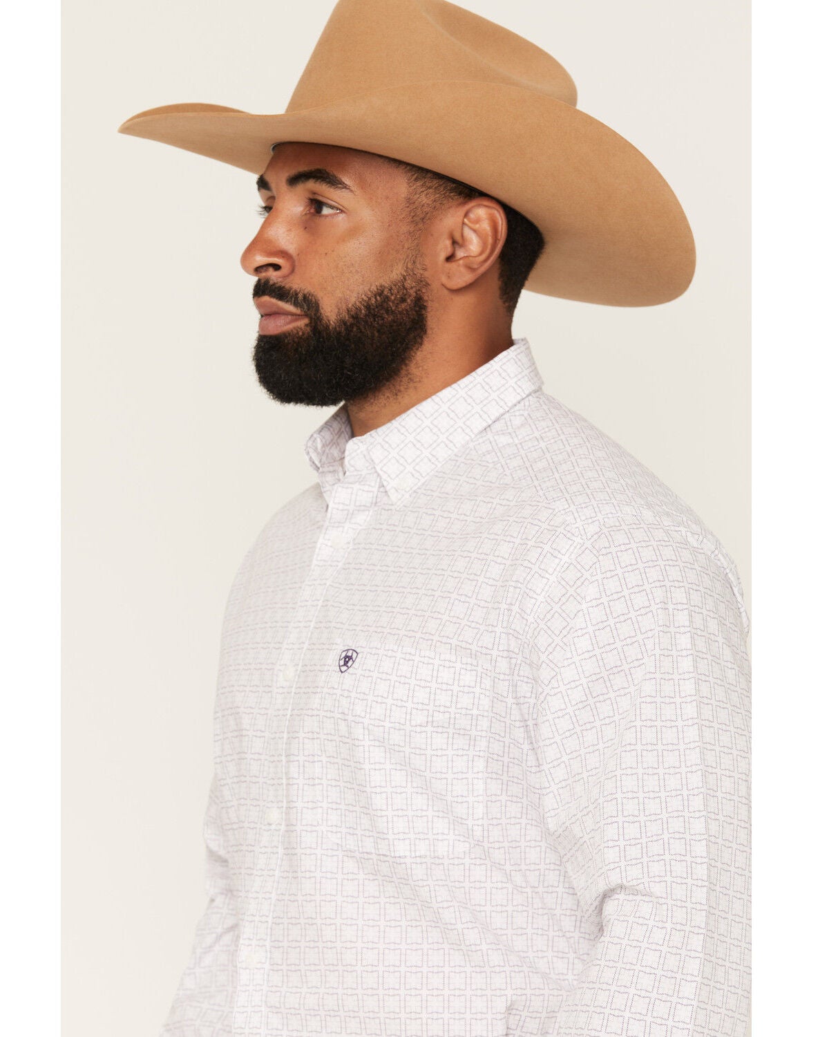Image #2 - Ariat Men's Pace Geo Print Long Sleeve Button-Down Western Shirt - Tall, White, hi-res