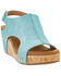 Image #1 - Corkys Women's Carley Wedge Heels, Teal, hi-res