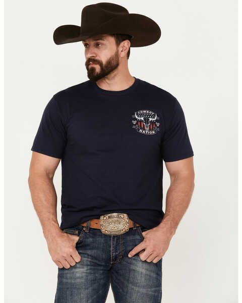 Cowboy Hardware Men's Cowboy Nation Short Sleeve Graphic T-Shirt, Navy, hi-res