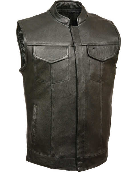 Image #1 - Milwaukee Leather Men's Open Neck Club Style Vest - 4X , Black, hi-res