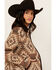 Image #2 - Cripple Creek Women's Southwestern Print Concho Jacket, Brown, hi-res