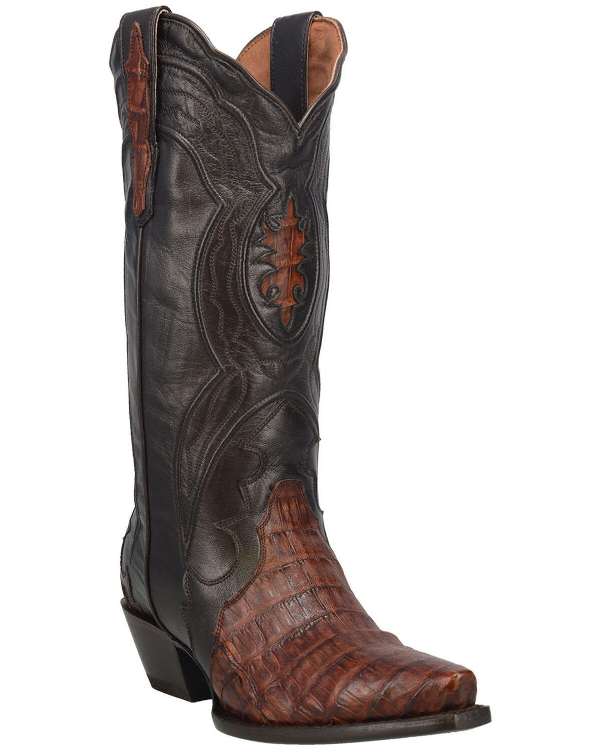 Image #1 - Dan Post Women's Chocolate Exotic Caiman Belly Western Boots - Snip Toe, , hi-res