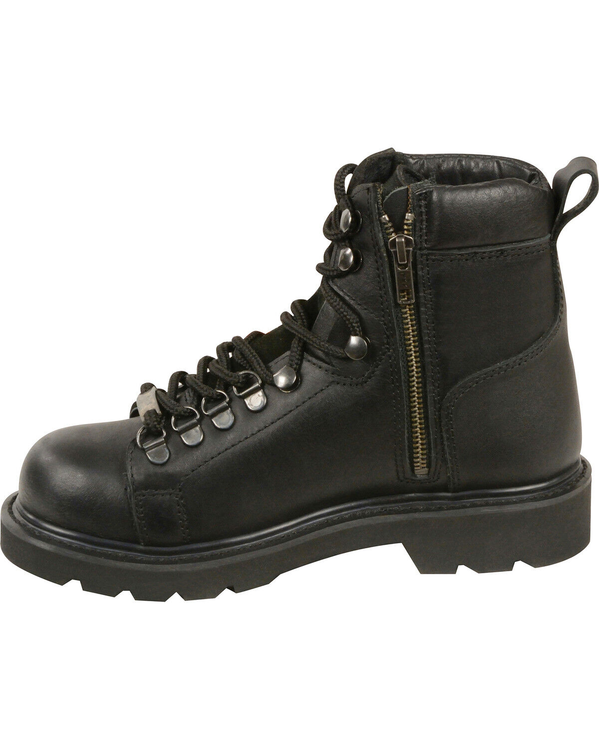 Image #2 - Milwaukee Leather Women's Black Lace To Toe Side Zipper Boots - Square Toe, Black, hi-res