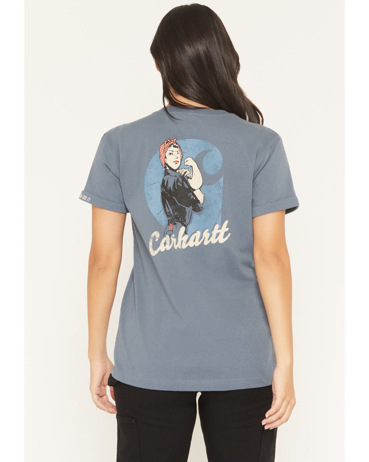 Carhartt Women's Dearborn Rosie Loose Fit Short Sleeve Work Tee, Steel Blue, hi-res