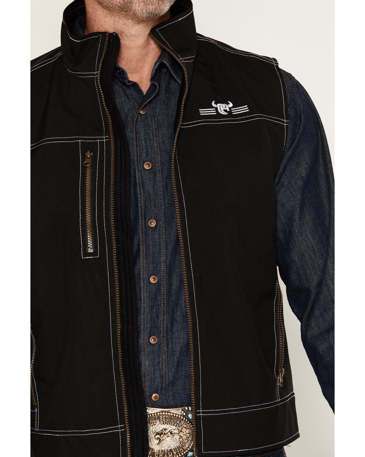 Image #3 - Cowboy Hardware Men's Fence Tech Woodsman Vest, Black, hi-res