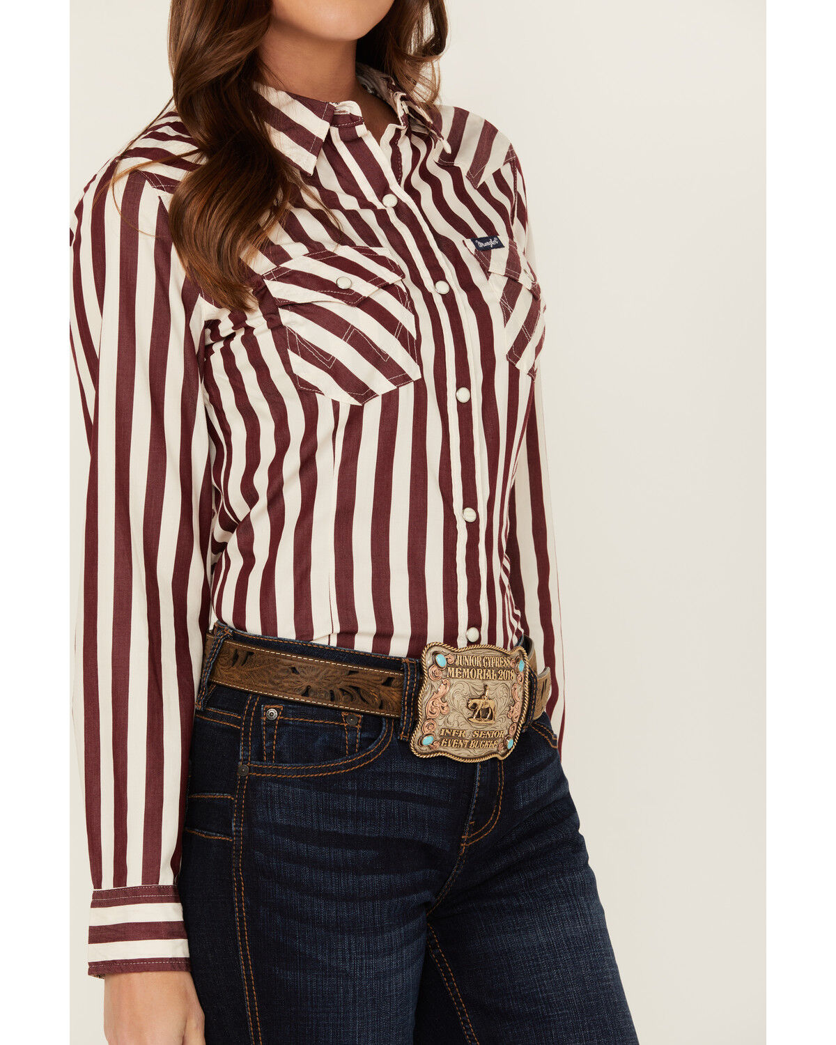 Image #4 - Wrangler Retro Women's Striped Long Sleeve Snap Western Shirt, , hi-res