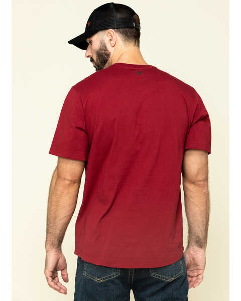Image #2 - Hawx Men's Red Solid Pocket Short Sleeve Work T-Shirt - Tall , , hi-res