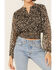 Lush Women's Floral Cropped Blouse , Black, hi-res