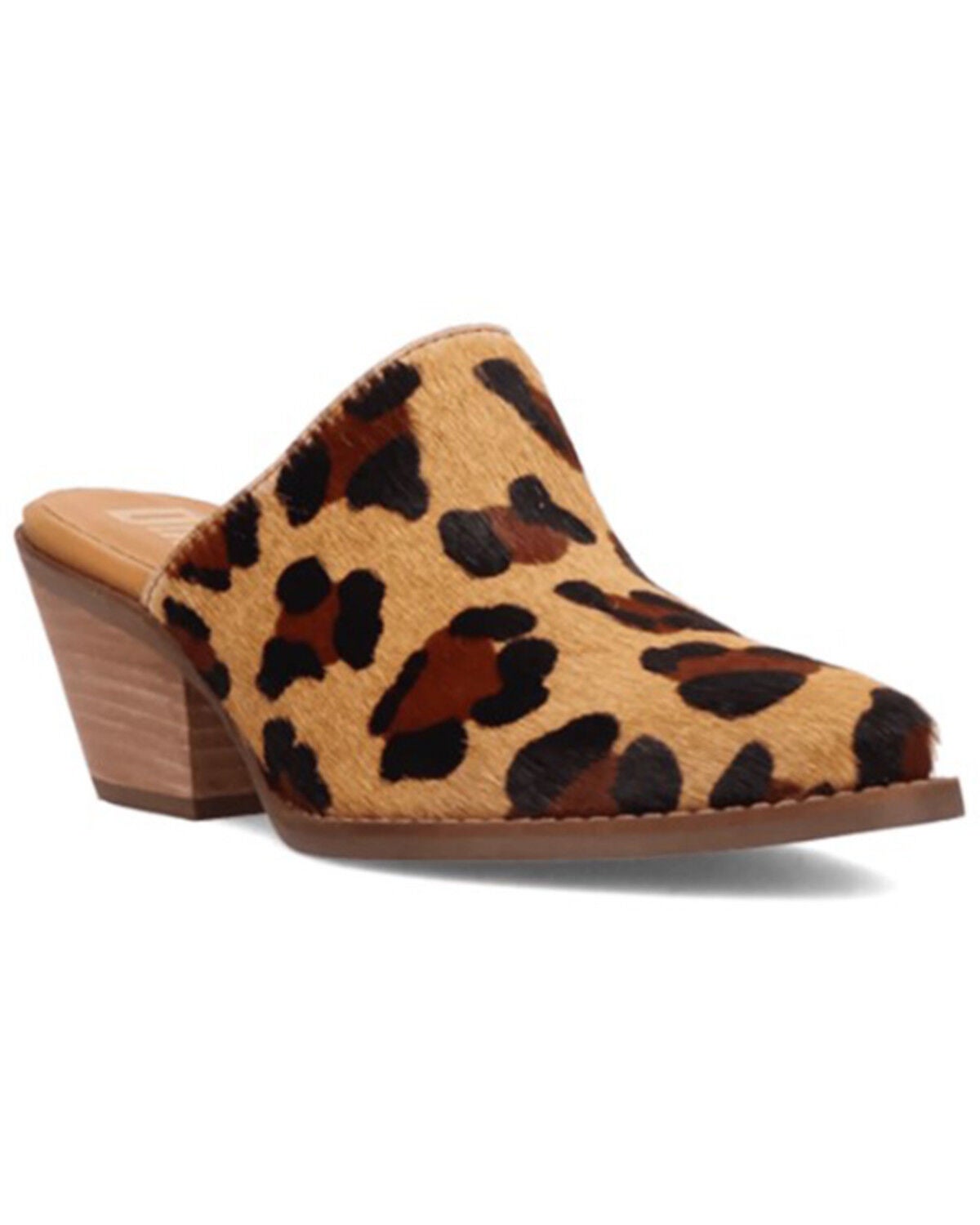 Dingo Women's Calico Leopard Print Hairon Mules - Round Toe, Leopard, hi-res