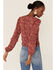 En Crème Women's Floral Ruffle Hem Blouse, Red, hi-res