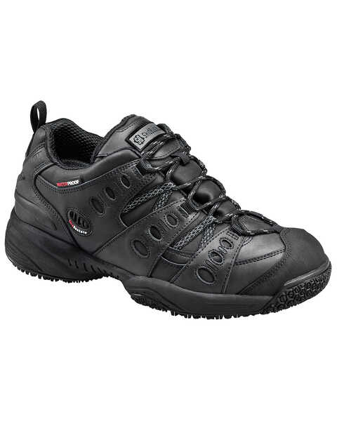 SkidBuster Men's Waterproof Slip Resistant Work Shoes, Black, hi-res