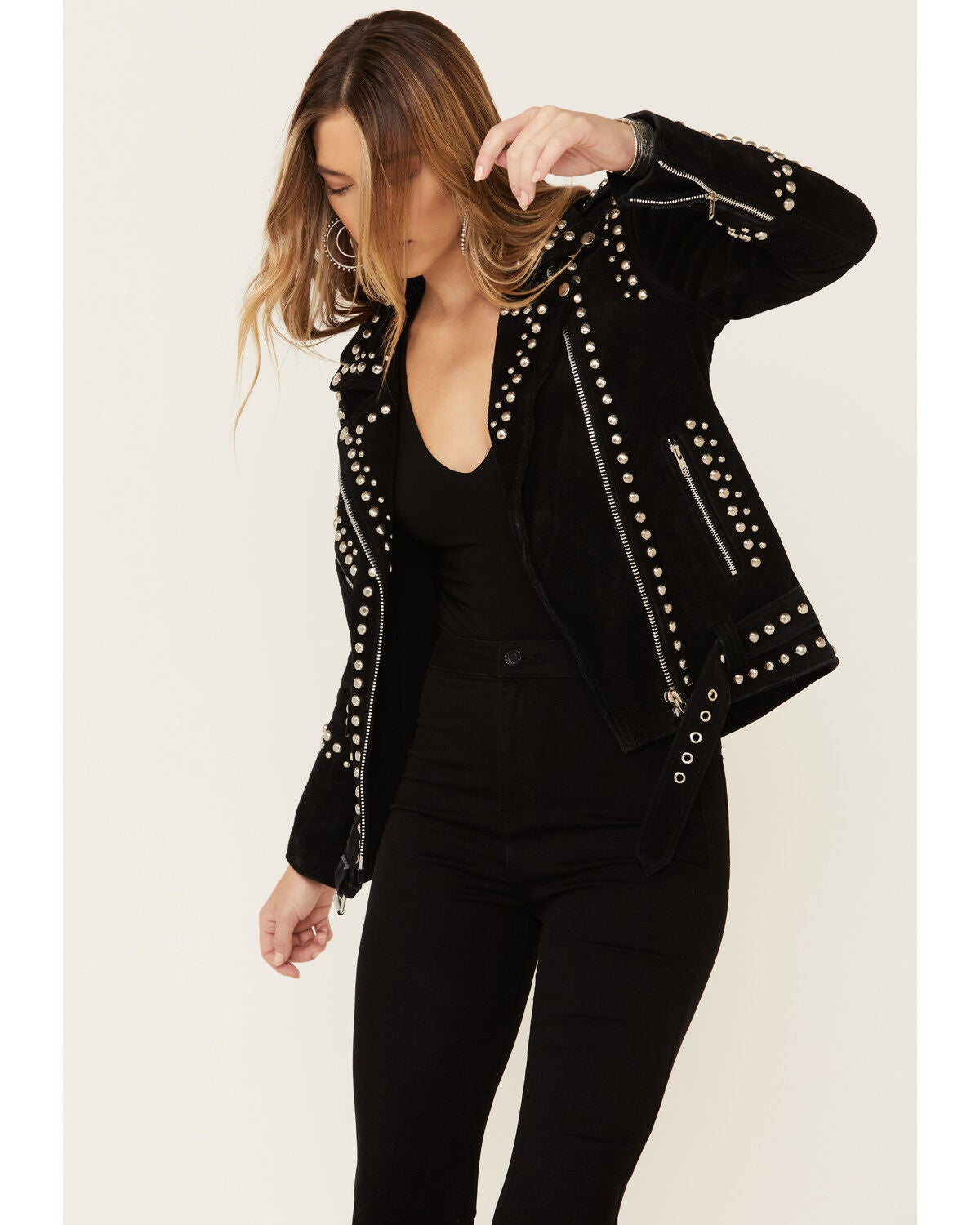 black leather suede jacket