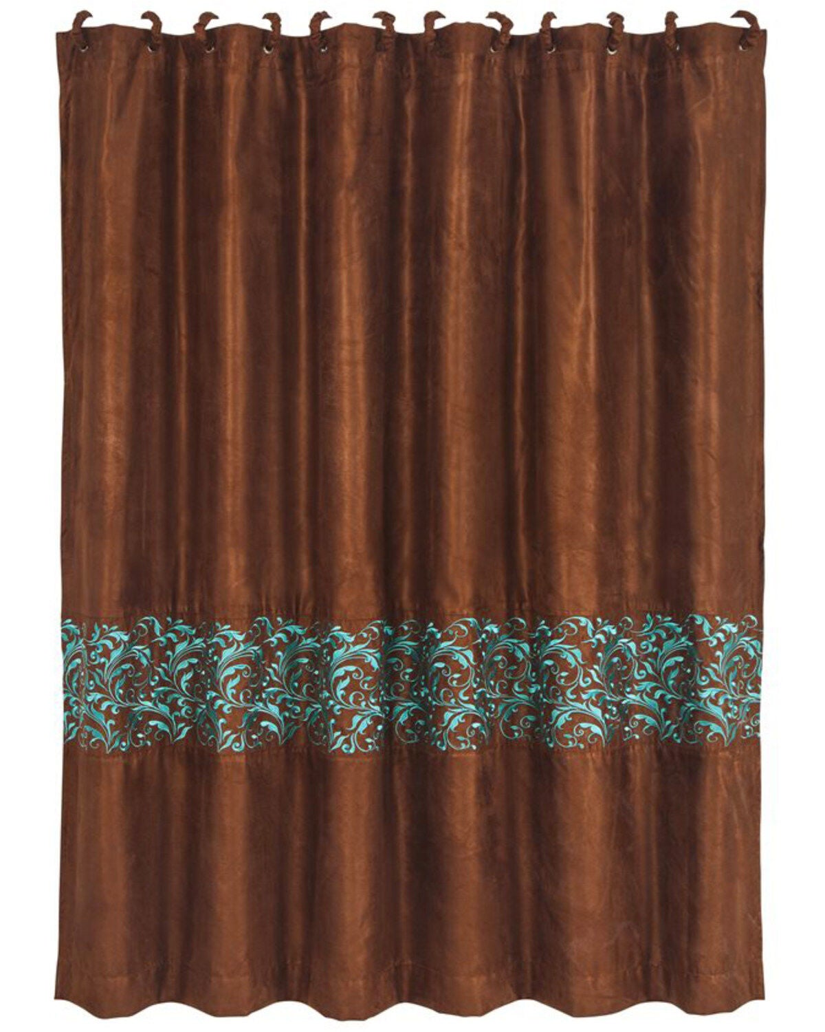 HiEnd Accents Brown Wyatt Scroll Shower Curtain, Brown, hi-res