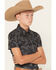 Image #2 - Rock & Roll Denim Boys' TEK Camo Print Short Sleeve Snap Western Shirt, Black, hi-res