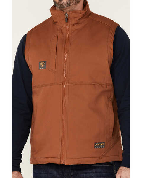 Image #3 - Ariat Men's Rebar Duracanvas Zip-Front Sherpa Work Vest , Brown, hi-res