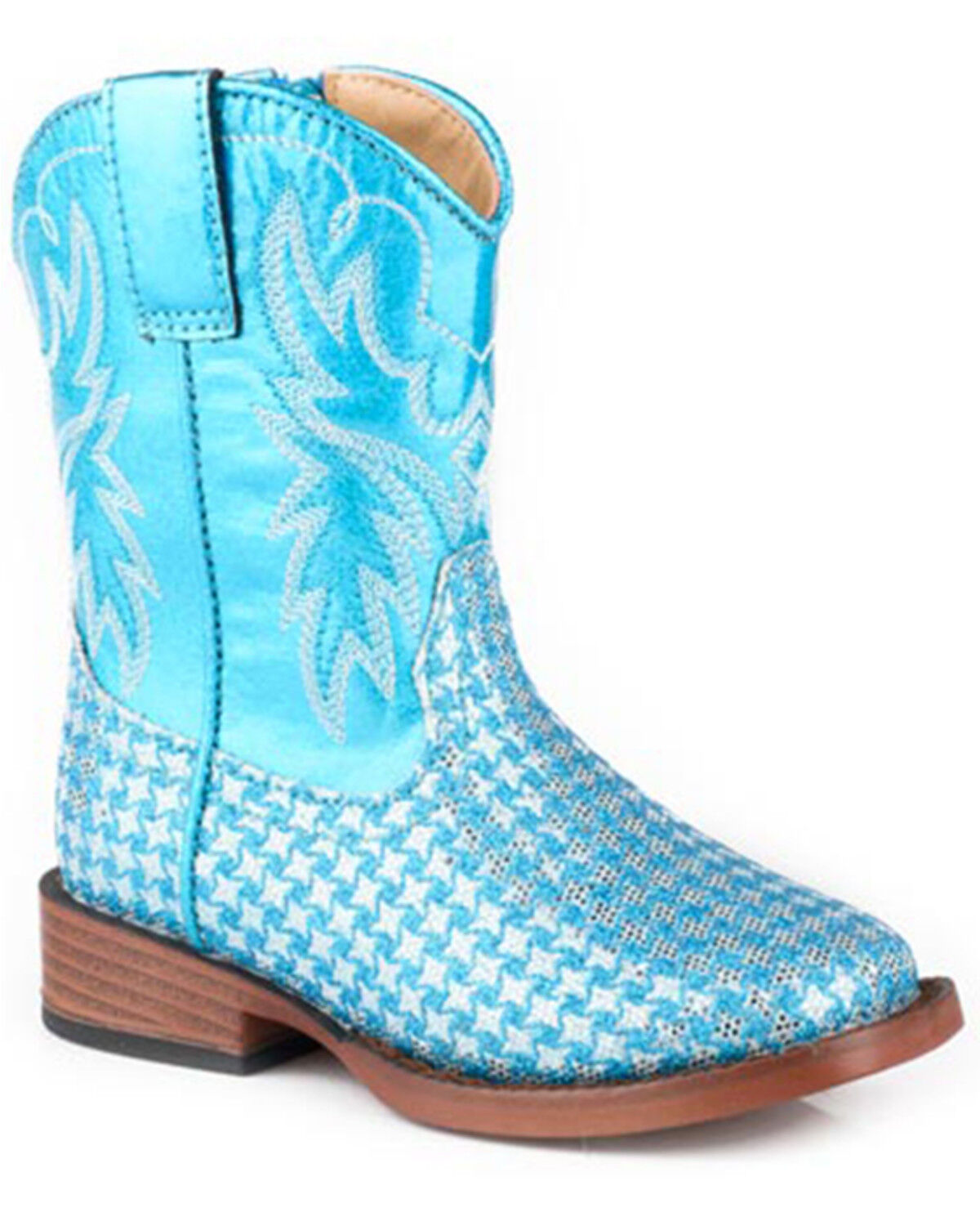 Image #1 - Roper Toddler Girls' Glitter Gleam Western Boots - Square Toe, Blue, hi-res