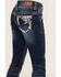 Shyanne Little Girls' Dark Wash Floral Pocket Stretch Bootcut Jeans, Blue, hi-res