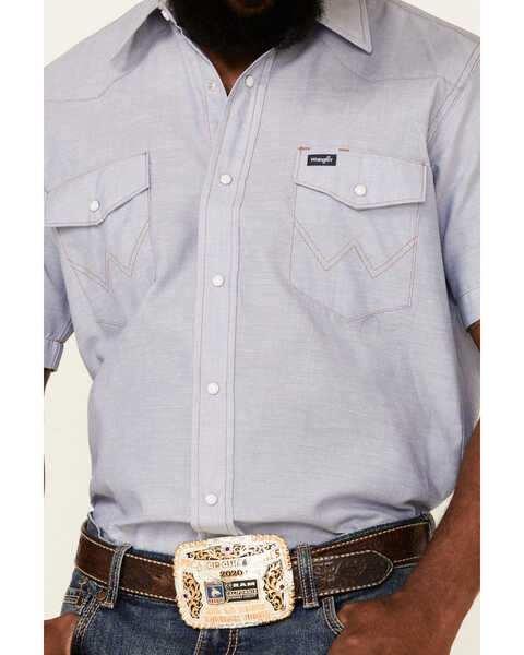 Wrangler Men's Short Sleeve Chambray Western Work Shirt - 16.5