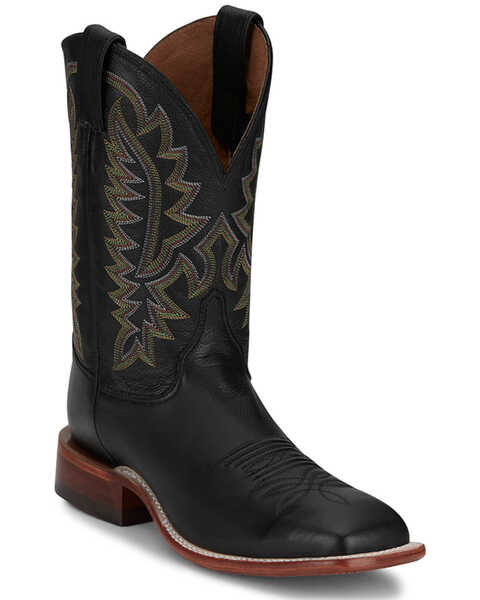 Justin Men's Poston Western Boots - Broad Square Toe , Black, hi-res