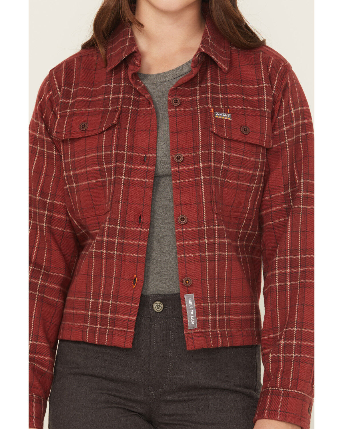 Image #3 - Ariat Women's Rebar Heavy Durastretch Flannel Work Shirt, Red, hi-res