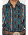 Image #3 - Wrangler Boys' Checotah Southwestern Striped Print Long Sleeve Snap Western Shirt, Teal, hi-res