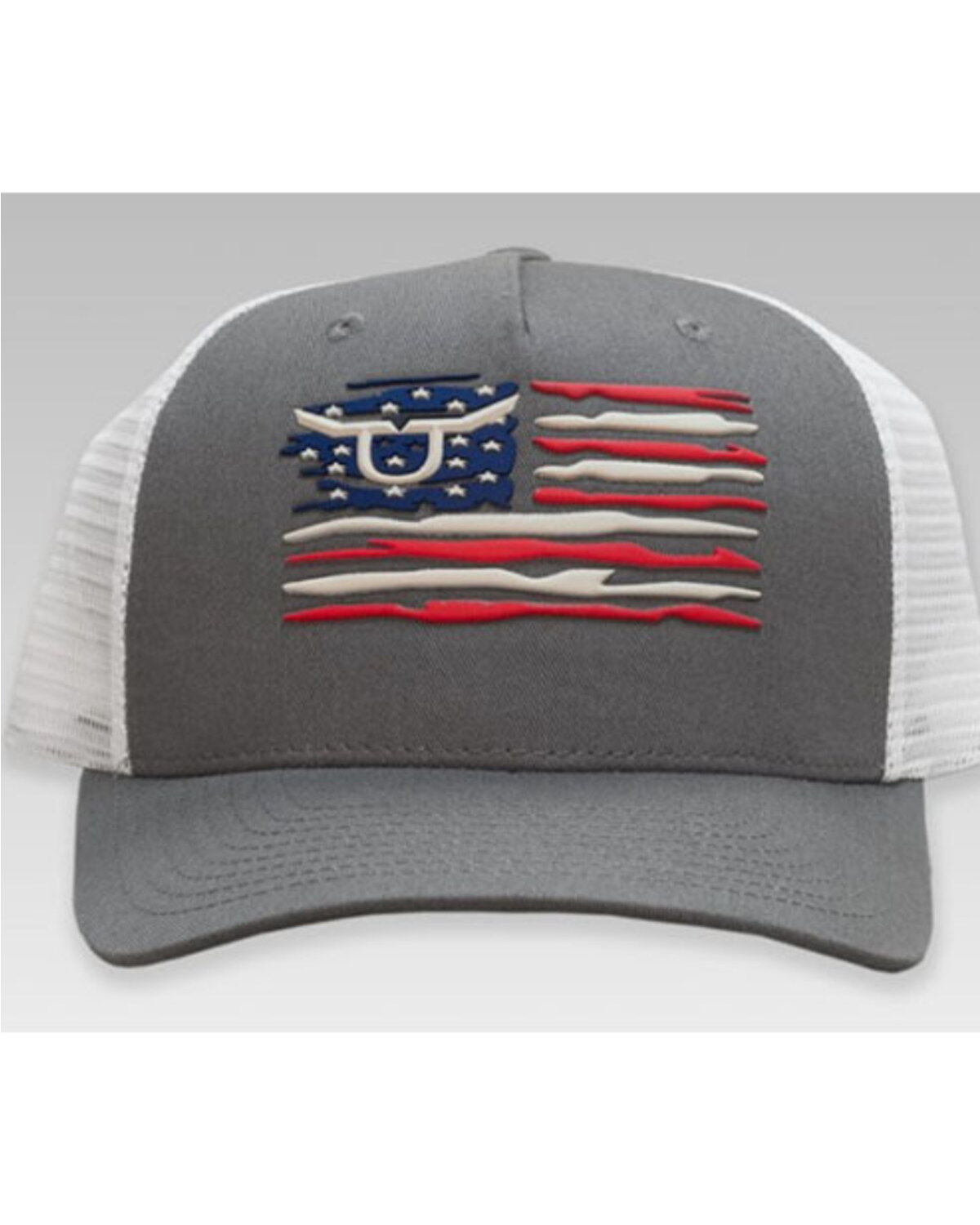 Image #2 - RopeSmart Men's All-American Rubber Steer Flag Mesh-Back Ball Cap, Grey, hi-res