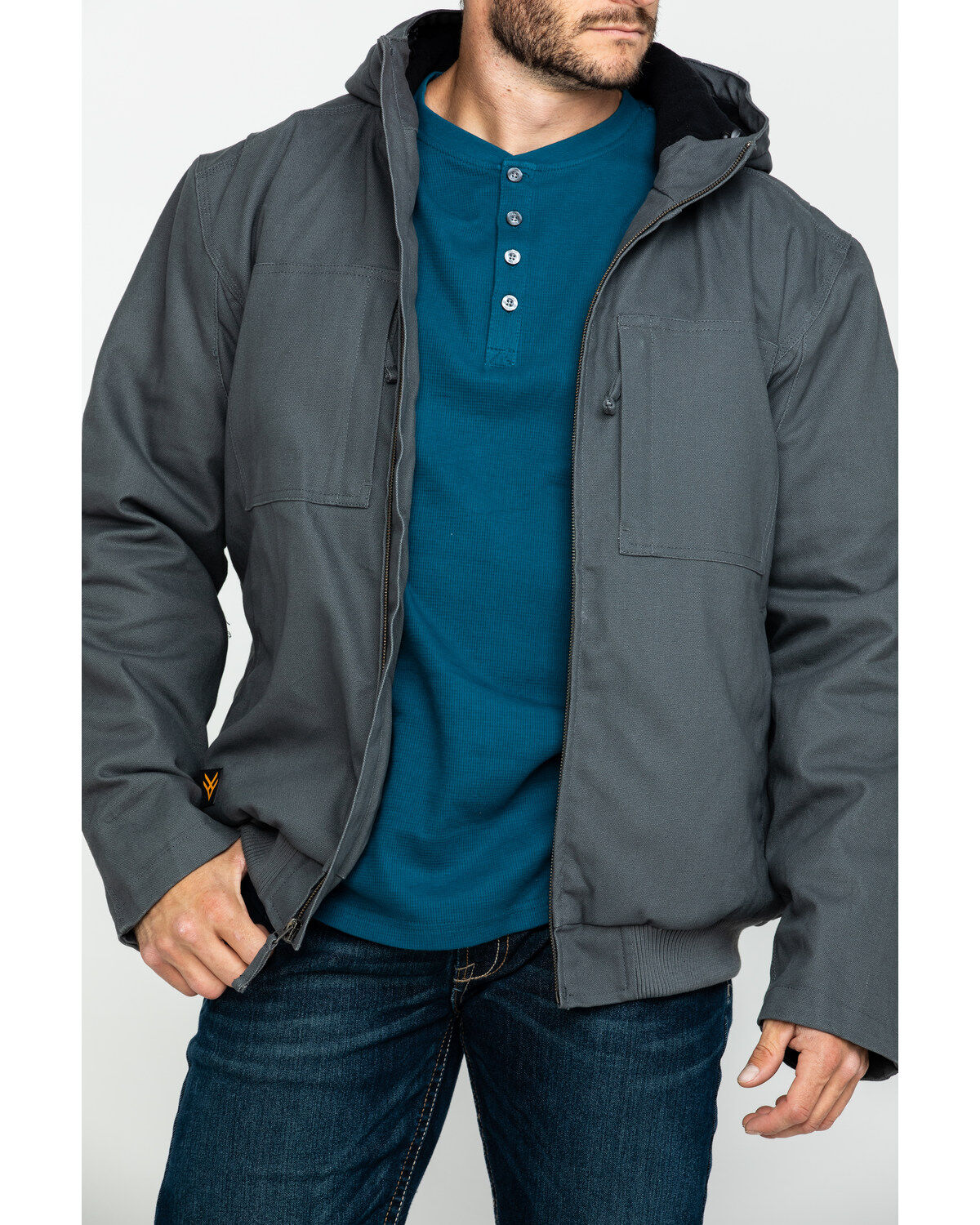 Image #4 - Hawx Men's Shadow Grey Canvas Quilted Bi-Swing Hooded Zip Front Jacket - Tall, , hi-res