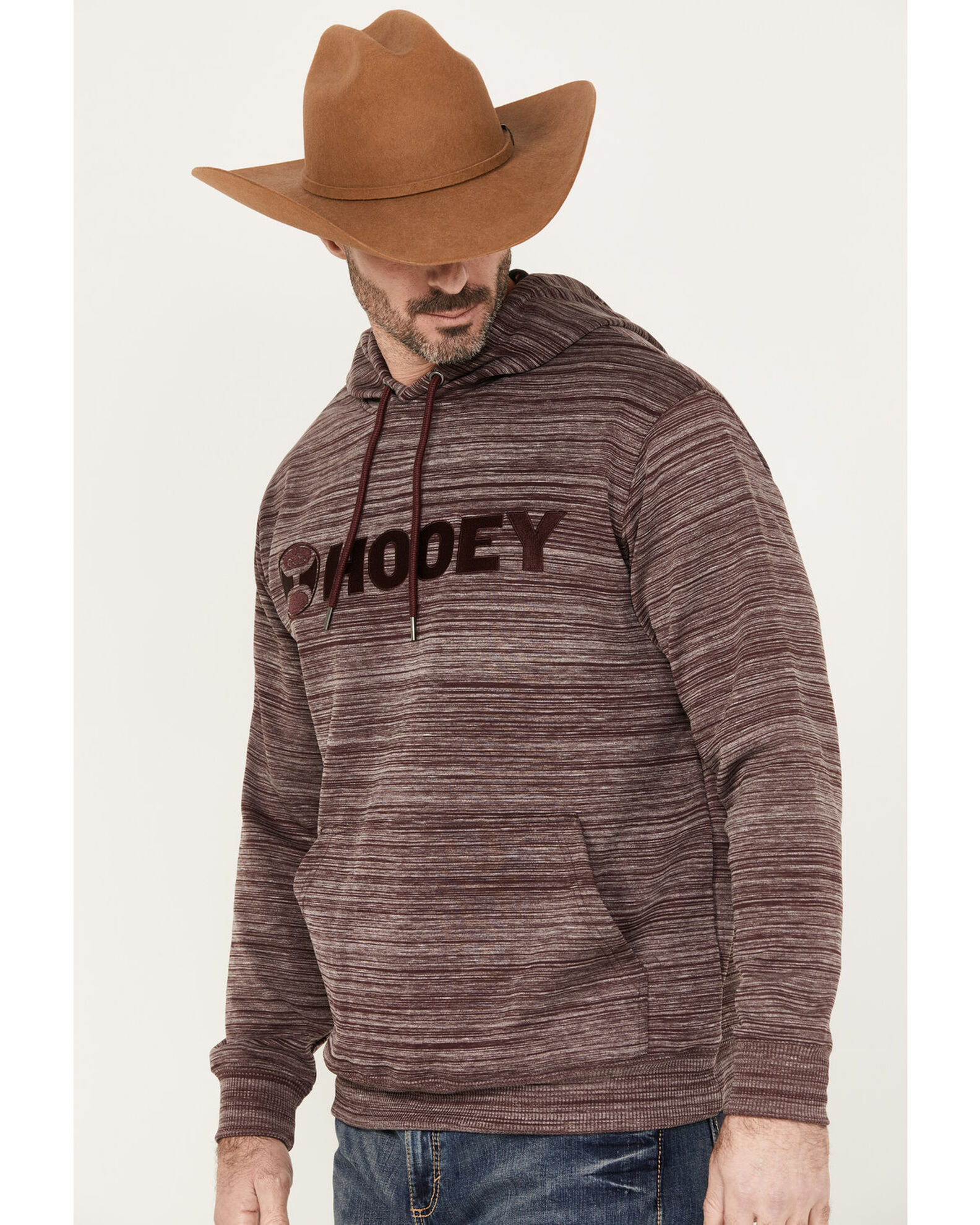 Hooey Men's Lock Up Logo Hooded Sweatshirt, Burgundy