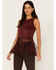 Image #1 - Shyanne Women's Faux Suede Fringe Tank Top, Wine, hi-res