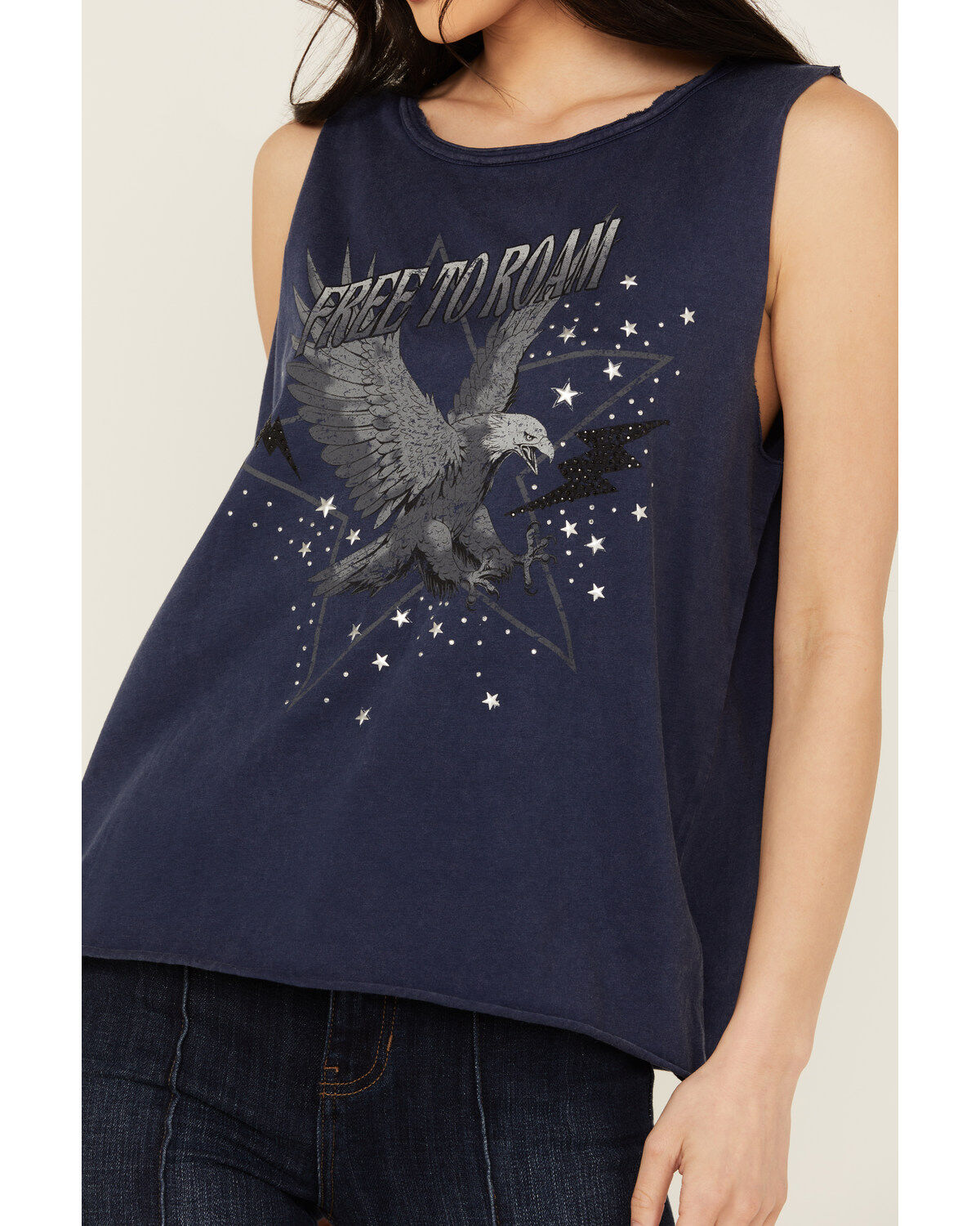 Image #3 - Idyllwind Women's Monetta Freebird Graphic Tank, Steel Blue, hi-res