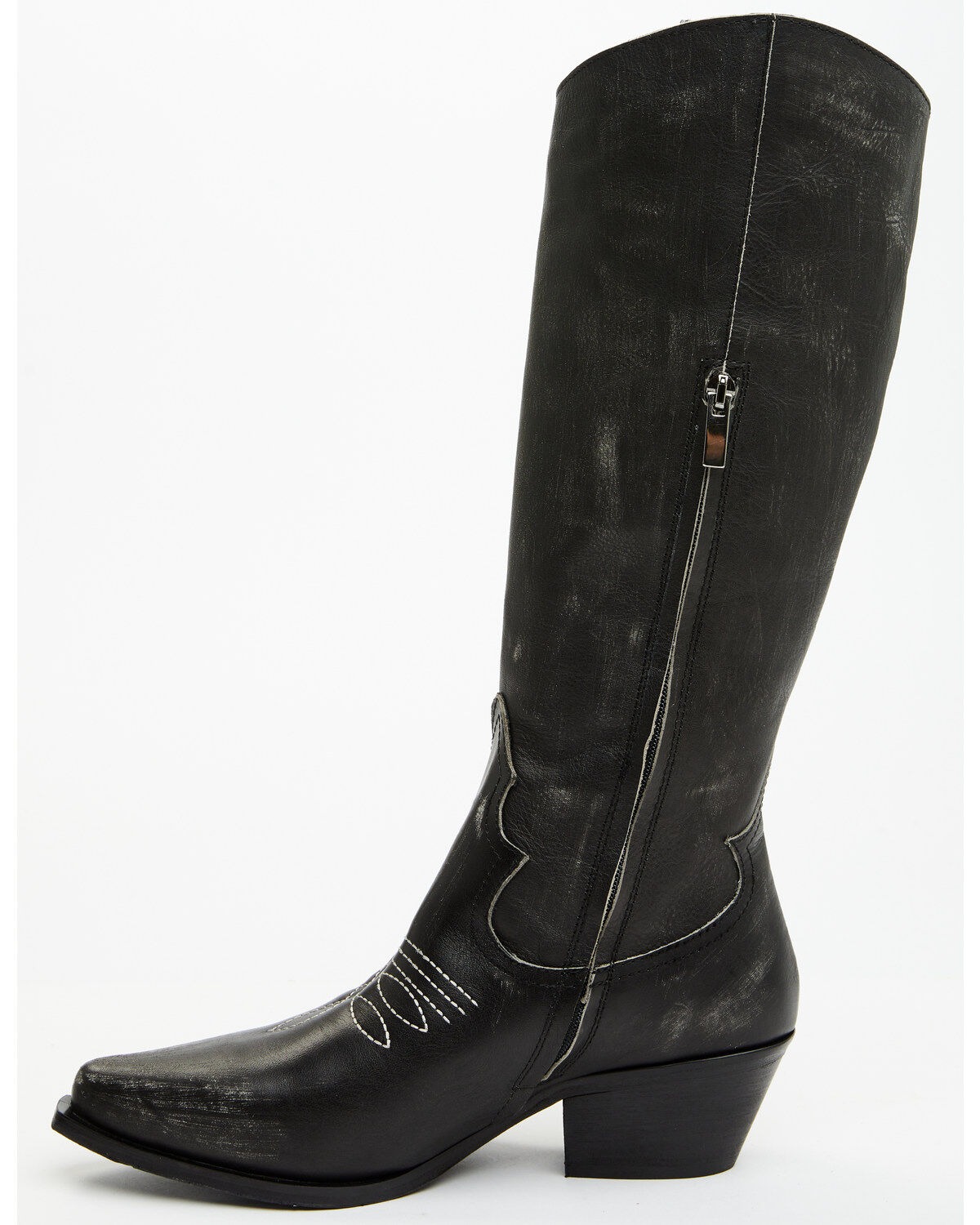 Image #3 - Italian Cowboy Women's Bolt Overlay Tall Western Boots - Snip Toe, Dark Grey, hi-res