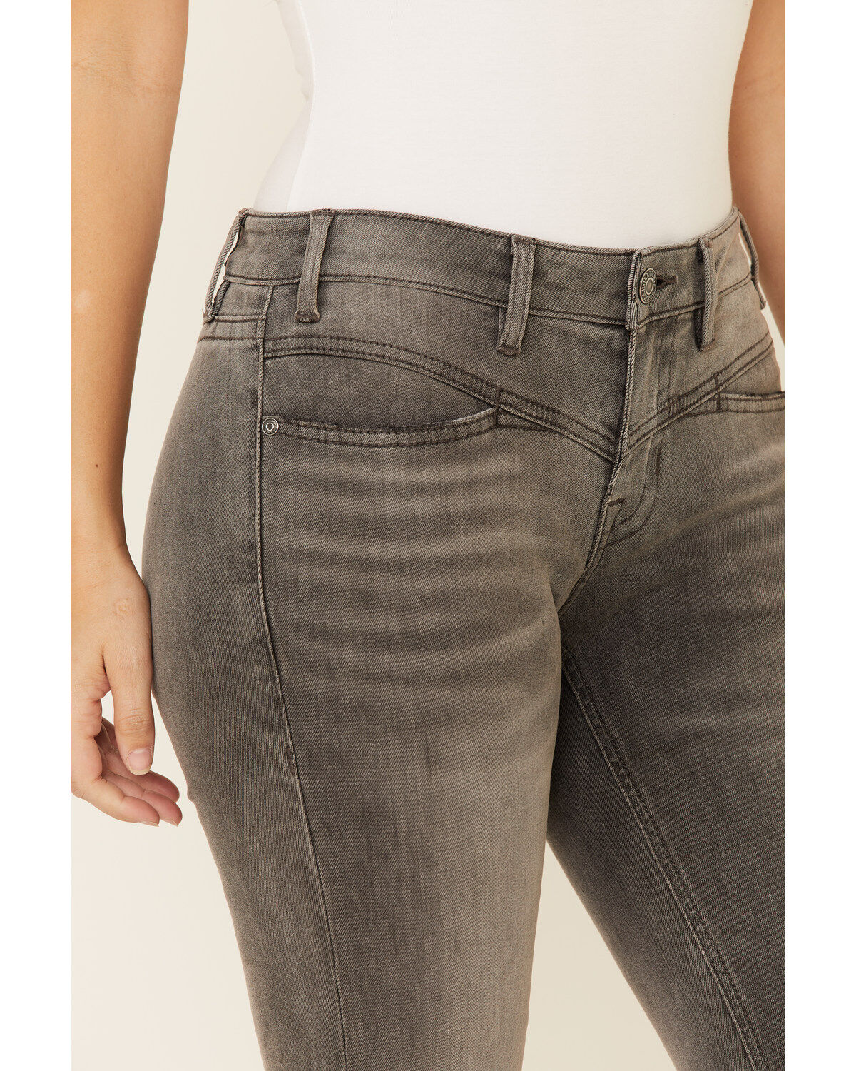 Image #5 - Rock & Roll Denim Women's Gray Wash Mid Rise Bootcut Jeans, Grey, hi-res