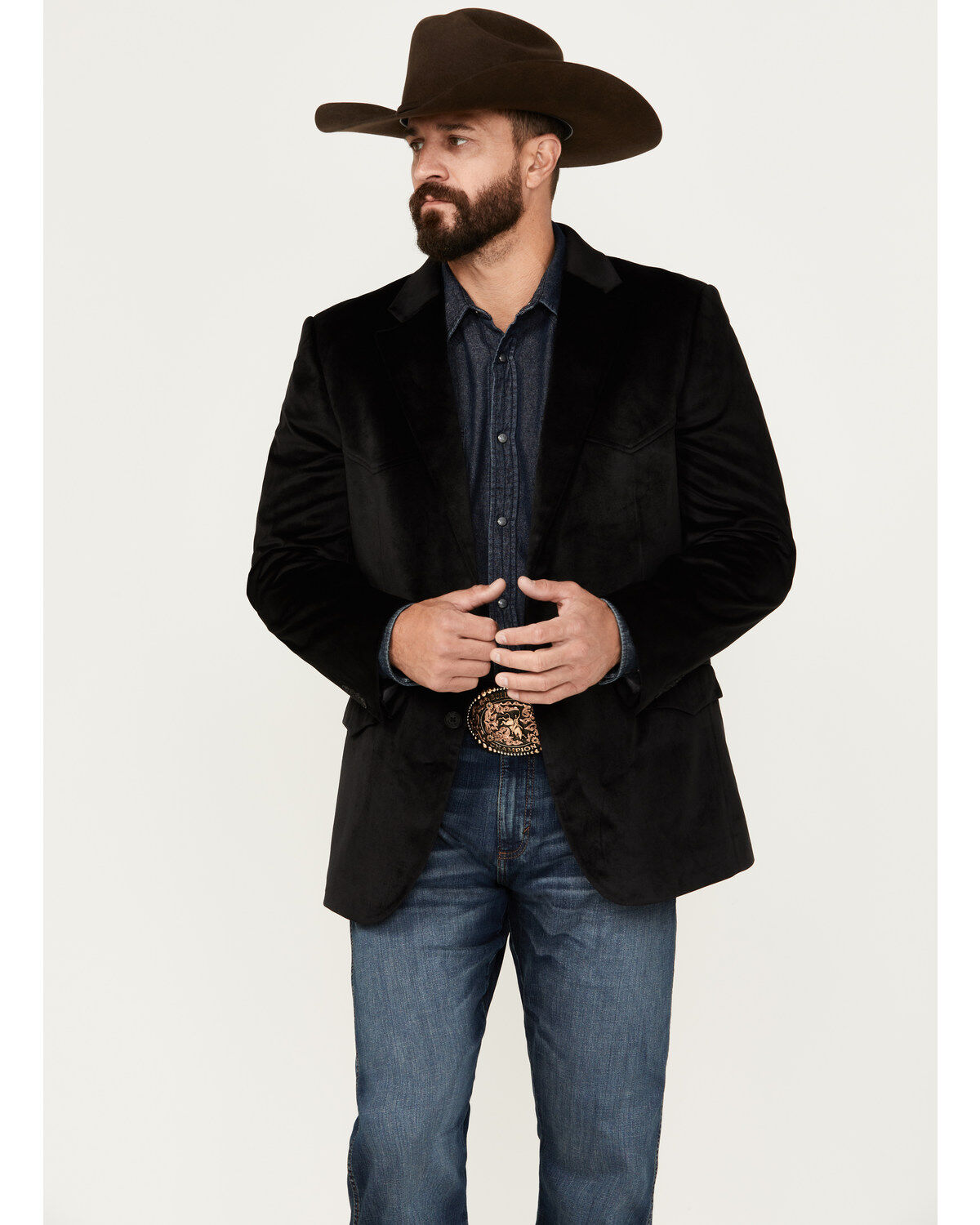 Image #1 - Cody James Men's Velvet Douglas Sportcoat, Black, hi-res
