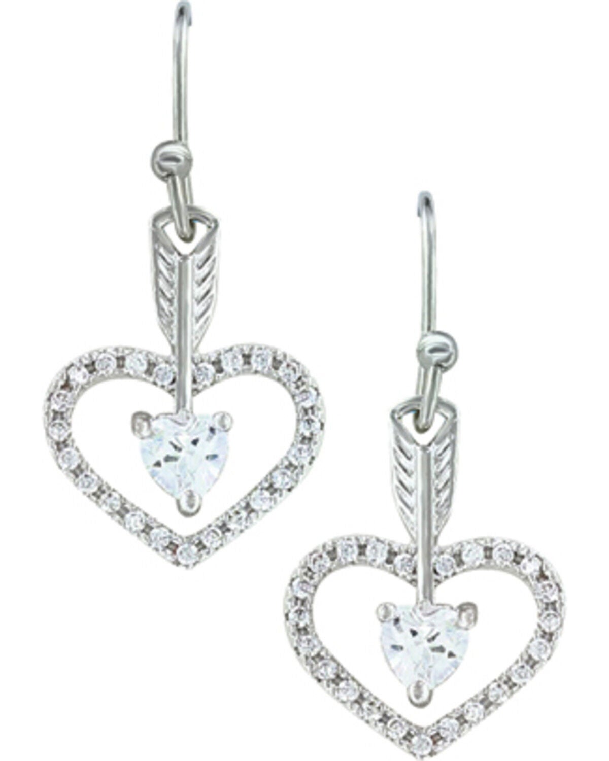 Montana Silversmiths Women's Straight to the Heart Arrow Earrings, Silver, hi-res
