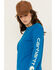 Carhartt Women's Loose Fit Heavyweight Long Sleeve Logo Graphic Work Tee, Blue, hi-res