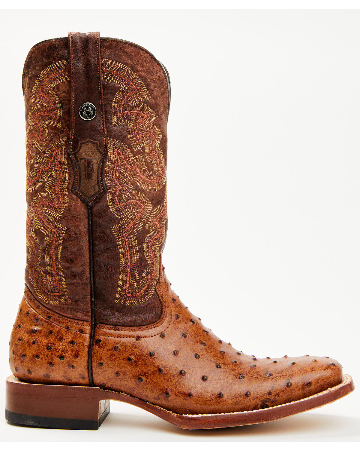 Product Name:  Tanner Mark Men's Ostrich Print Western Boots - Broad Square Toe