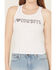 Image #3 - Youth In Revolt Women's I Heart Cowboys Rhinestone Tank Top, White, hi-res