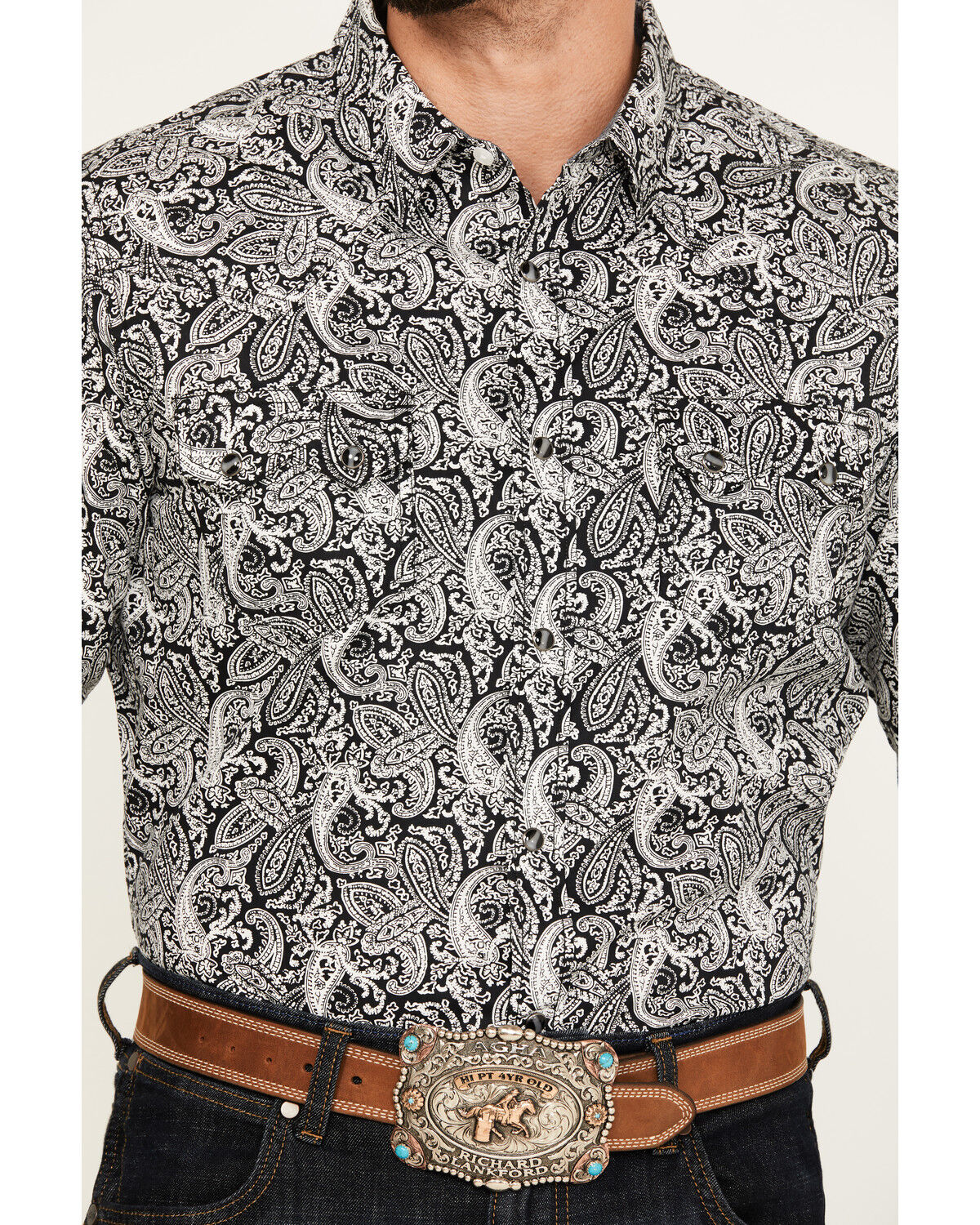 Image #3 - Cody James Men's Mamba Paisley Print Long Sleeve Western Snap Shirt - Big, Black, hi-res