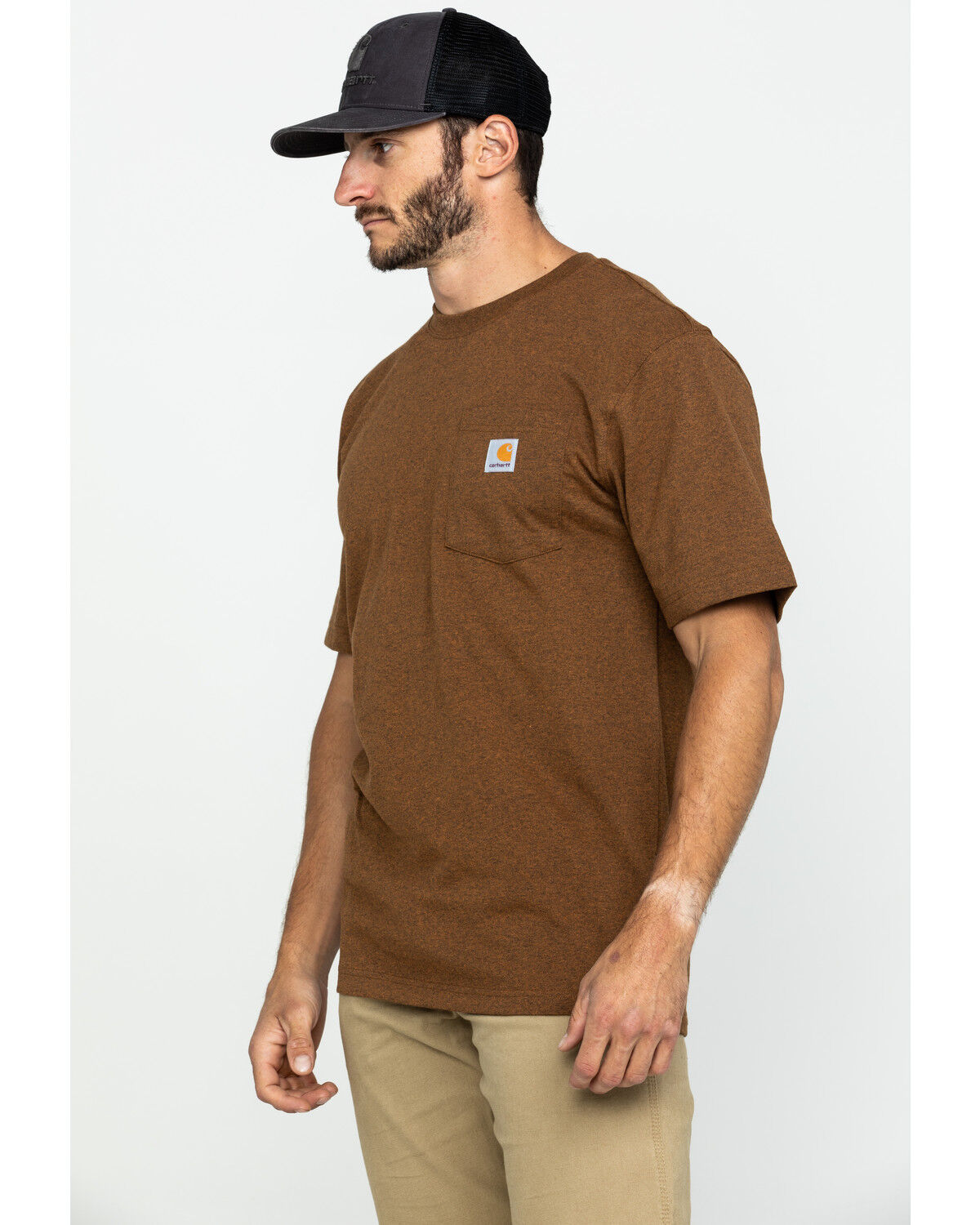 Image #3 - Carhartt Men's Loose Fit Heavyweight Logo Pocket Work T-Shirt - Big & Tall, Brown, hi-res