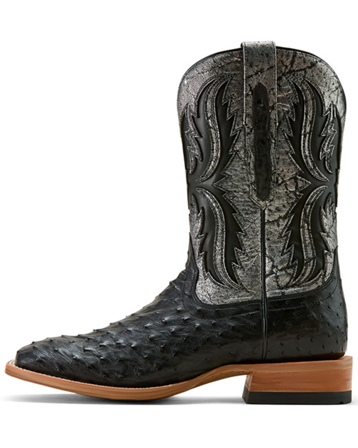 Image #2 - Ariat Men's Drifter Exotic Ostrich Western Boots - Broad Square Toe, Black, hi-res