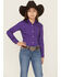 Image #1 - Cruel Girl Girls' Solid Long Sleeve Button-Down Western Shirt, Purple, hi-res